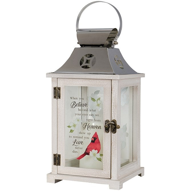 Lantern w/Flameless LED Candle & Timer-Heaven w/Cardinal  (6.25" x 13.5" x 6.25")
