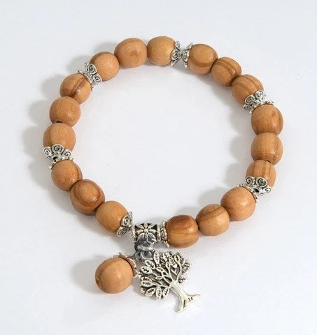 Bracelet-Tree Of Life Olive Wood Bead (#9818)