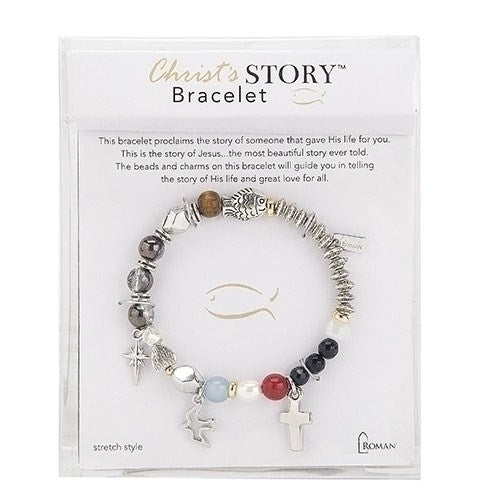 Bracelet-Christ's Story-Bead & Charm-Stretch w/Prayer Card