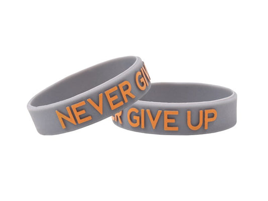 Power Bands-Never Give Up (.5"W 2" Dia) (Pack Of 12)