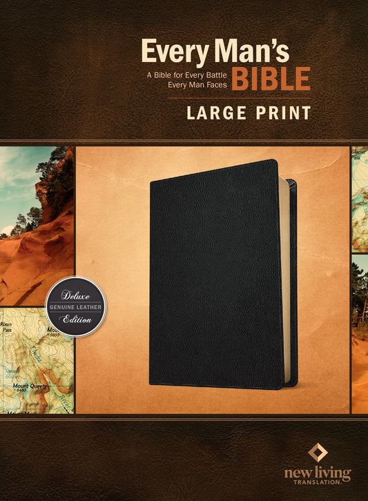 NLT Every Man's Bible/Large Print-Black Genuine Leather Indexed