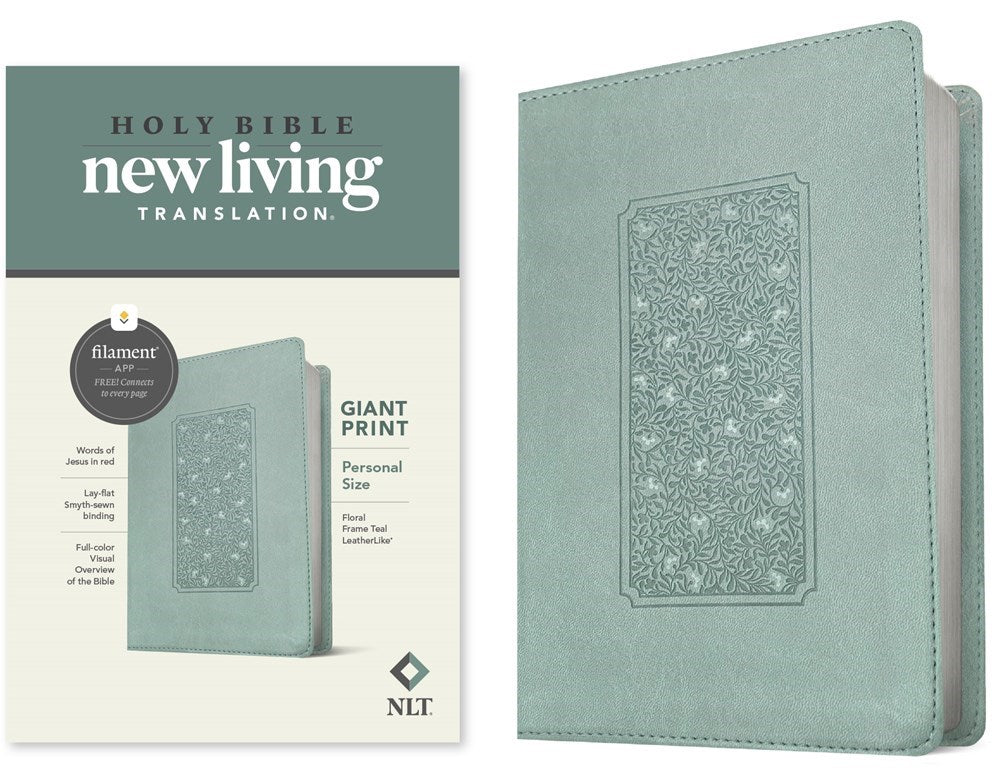 NLT Personal Size Giant Print Bible/Filament Enabled-Teal Floral Frame LeatherLike