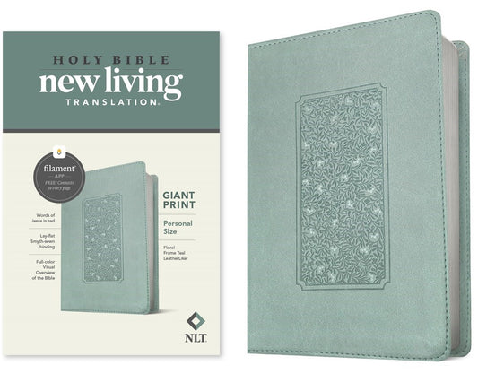 NLT Personal Size Giant Print Bible/Filament Enabled-Teal Floral Frame LeatherLike