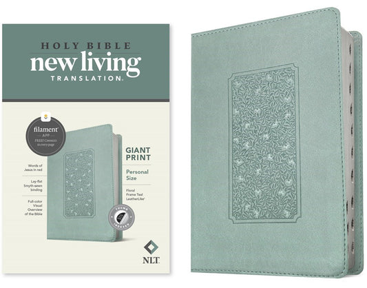 NLT Personal Size Giant Print Bible/Filament Enabled-Teal Floral Frame LeatherLike Indexed