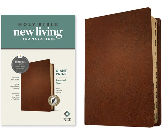 NLT Personal Size Giant Print Bible/Filament Enabled-Brown Genuine Leather Indexed