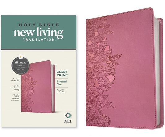 NLT Personal Size Giant Print Bible/Filament Enabled-Peony Pink LeatherLike