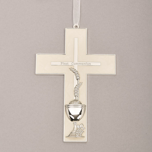 Wall Cross-First Communion w/Cross/Wheat & Chalice (7")