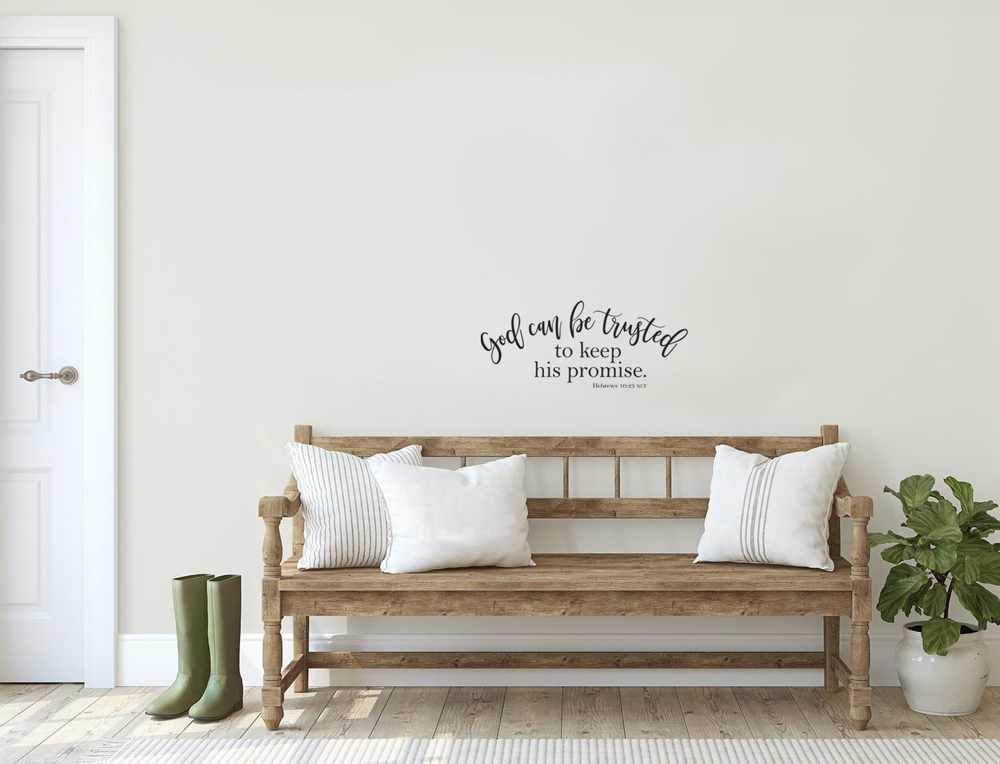 Vinyl Cling-God Can Be Trusted To Keep His Promise (Hebrews 10:23 NLT) (18" x 10")