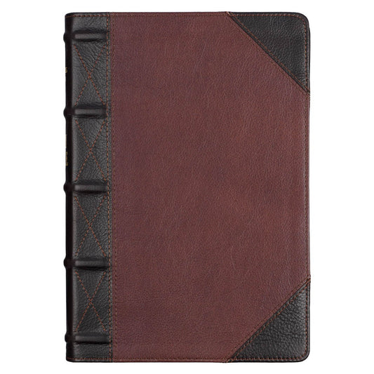 KJV Giant Print Bible (Full-Size)-Tawny/Dark Brown Genuine Leather Indexed