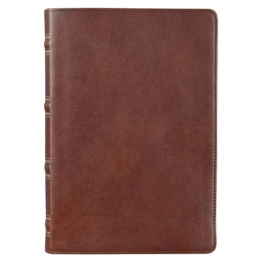 KJV Giant Print Bible (Full-Size)-Saddle Tan Full Grain Leather