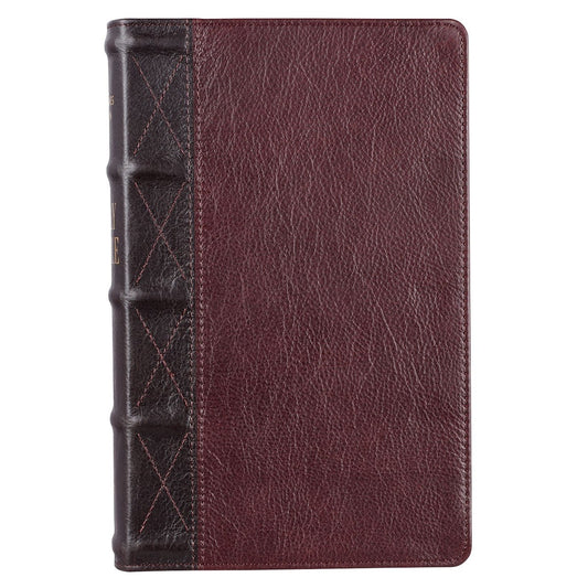 KJV Giant Print Bible-Dark Brown/Brown Genuine Leather Indexed