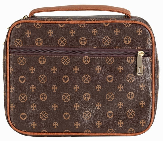 Bible Cover-Faith Collection Cross & Heart-XLG-Brown