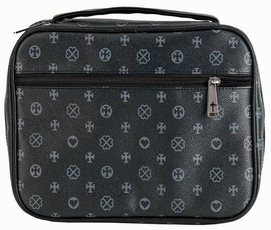 Bible Cover-Faith Collection Cross & Heart-XLG-Black