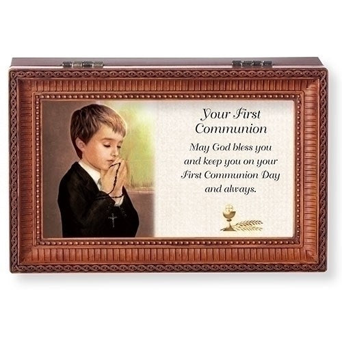 Music Box-May God Bless You-Brown/What Friend We Have With Jesus (6.25" X 4" X 2.75)