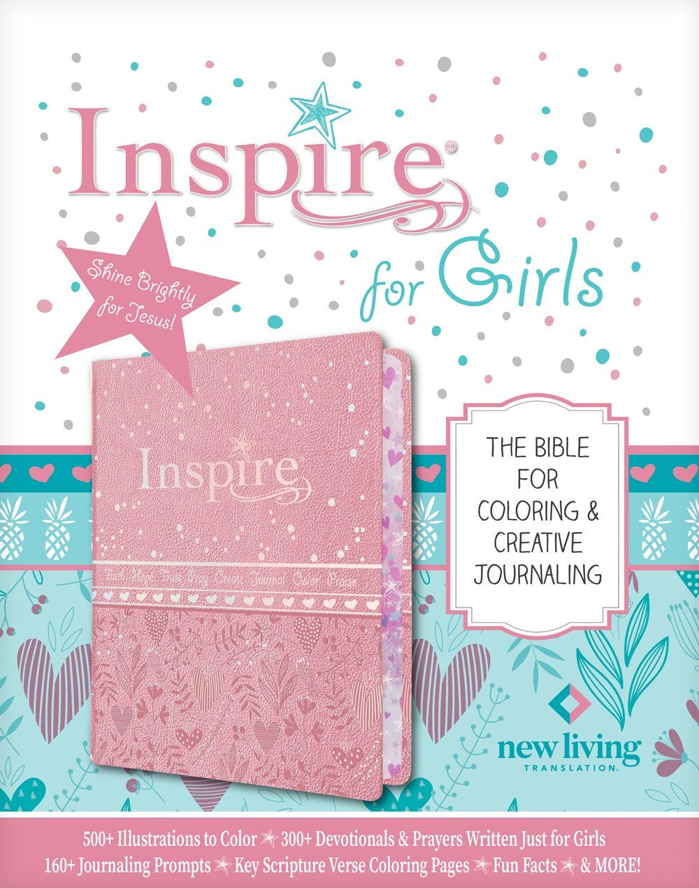 NLT Inspire Bible For Girls-Pink LeatherLike