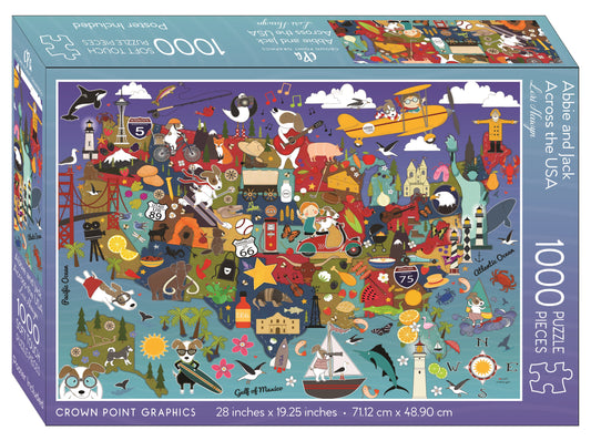 Jigsaw Puzzle-Abbie And Jack Across The Usa W/Poster (1000 Piece Soft Touch)