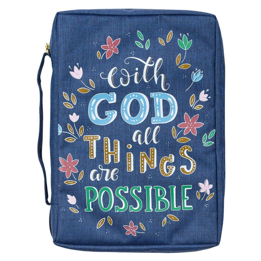 Bible Cover-Value-With God All Things Matt 19:26-Navy-MED