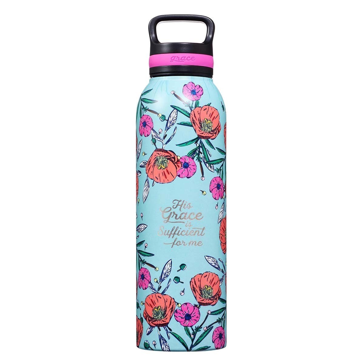 Water Bottle-His Grace is Sufficient 2 Cor. 12:9 (Stainless)