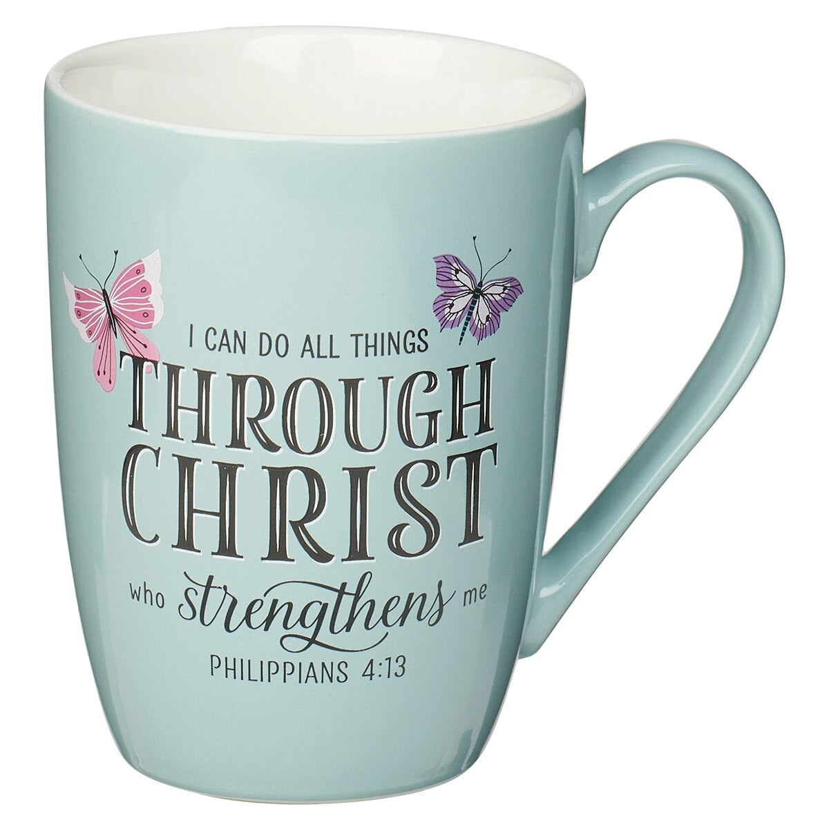 Mug-I Can Do All Things Through Christ (Philippians 4:13)-Blue Butterfly (MUG691)