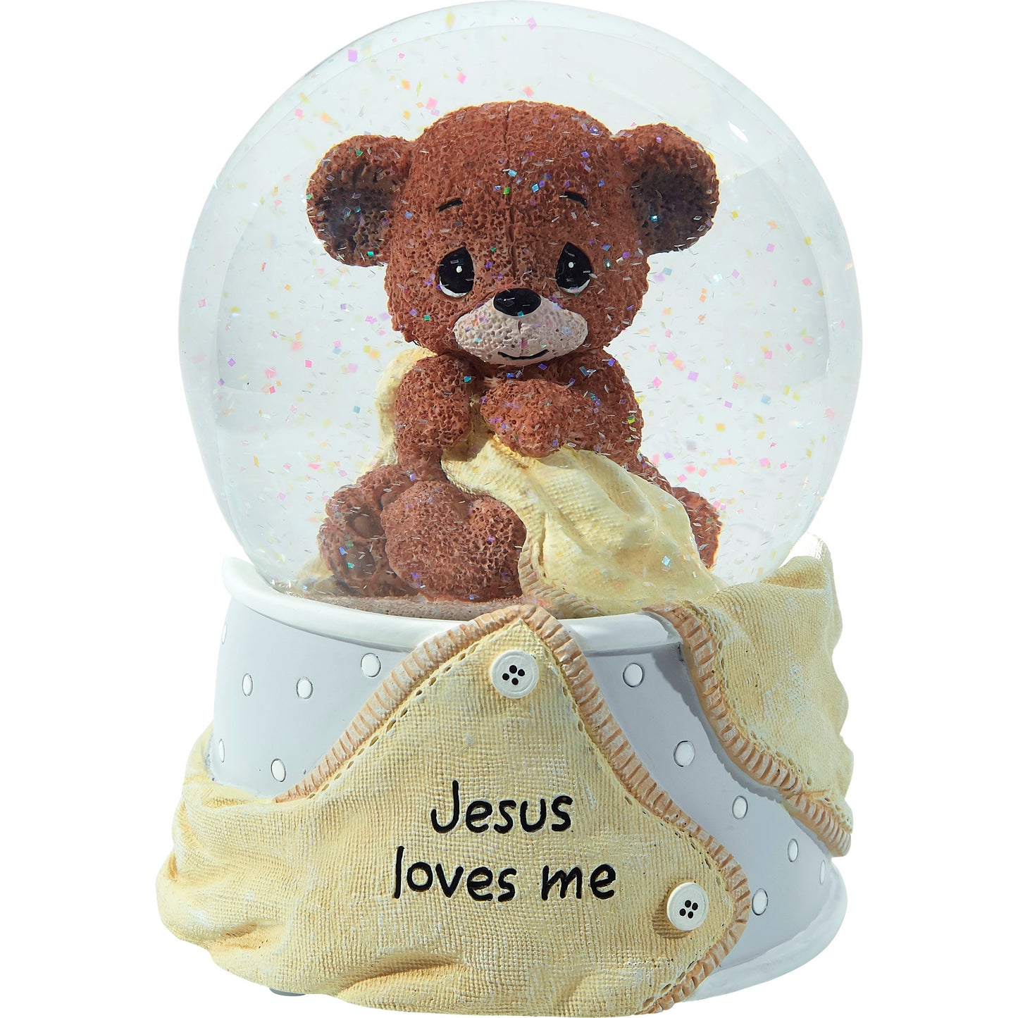 Musical Snow Globe-Jesus Loves Me Bear-Grey