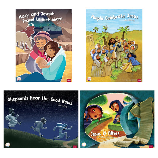 Simply Loved Holiday Bible Story Poster Pack (4 Posters)-Year 2