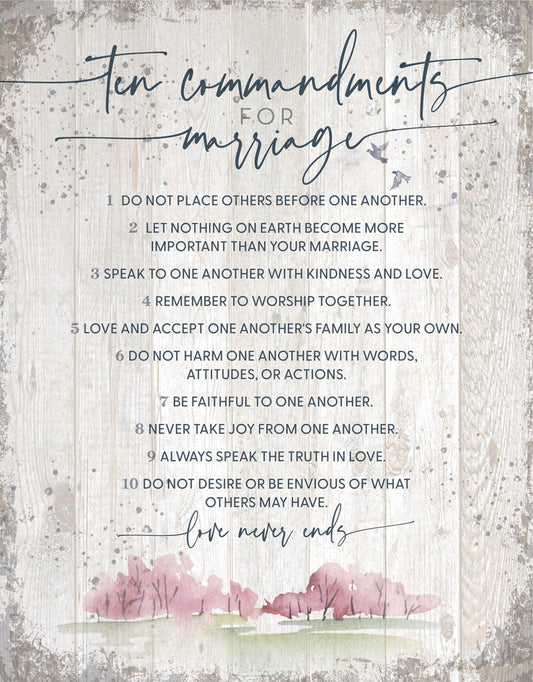 Wall Plaque-Timberland Art 11.75X15-Ten Commandments For Marriage