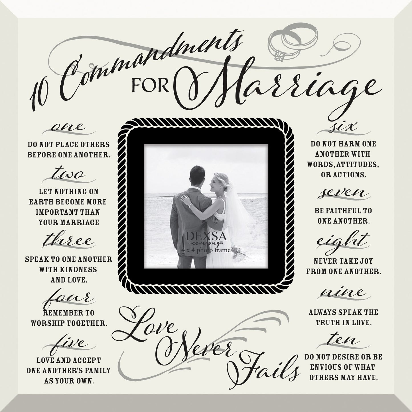 Glass Photo Frame-Ten Commandments For Marriage (12X12)