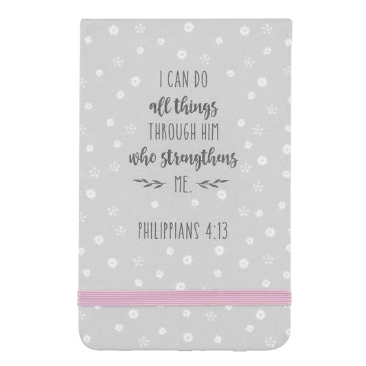 Linen Notepad-Philippians 4:13-Hardcover w/Elastic Closure (3.5" x 5.5")
