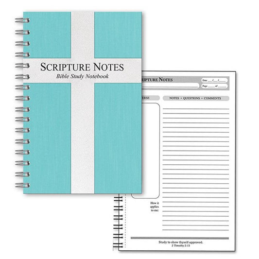 Notebook-Scripture Notes Bible Study-Cross-Tiffany Blue
