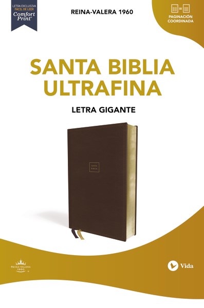 Span-RVR 1960 Ultrathin Giant Print Bible (Santa Biblia Ultrafina Letra Gigante)-Brown Leathersoft