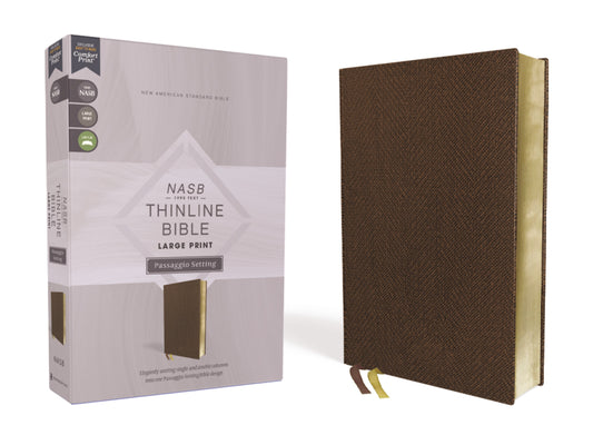 NASB 1995 Thinline Bible/Large Print  Passaggio Setting (Comfort Print)-Brown Leathersoft