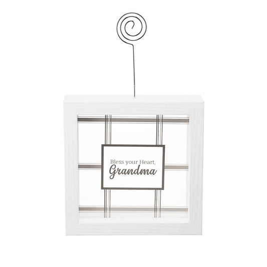 Glass Plaque w/Photo Clip-Bless Your Heart Grandma (5")