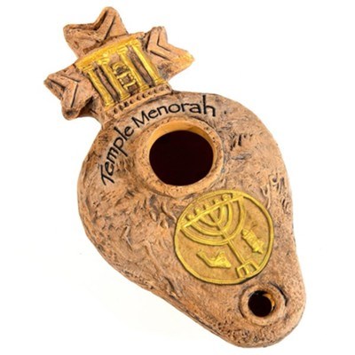 Oil Lamp-Temple Menorah & Oil (#9128)