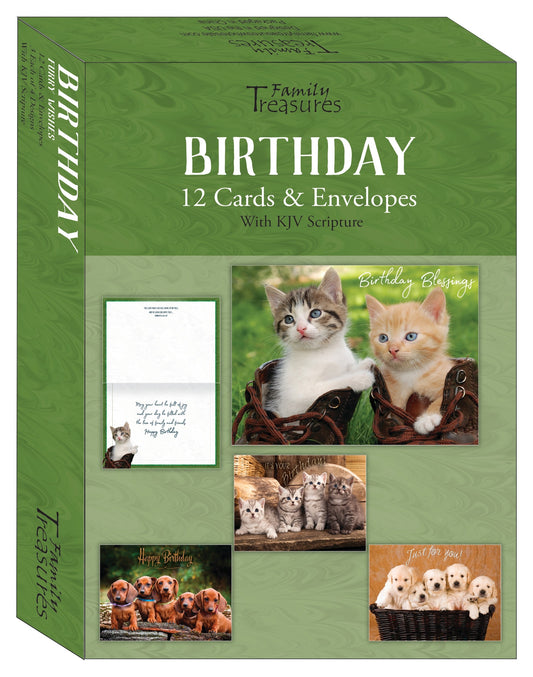 Boxed Card-Birthday-Furry Wishes (Box Of 12)
