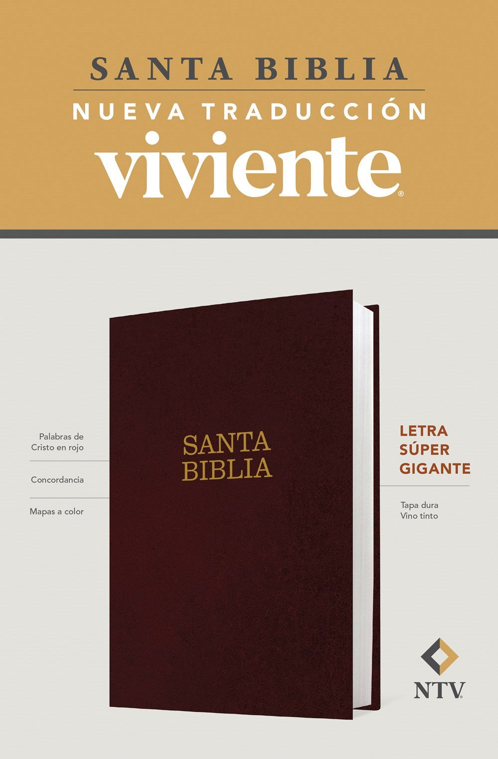 NTV Super Giant Print Bible (Santa Biblia Letra Super Gigante)-Burgundy Hardcover Indexed