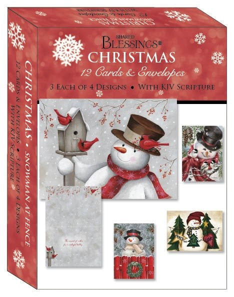 Card-Boxed-Shared Blessings-Christmas-Assorted/Snowmen At Fence (Box Of 12)