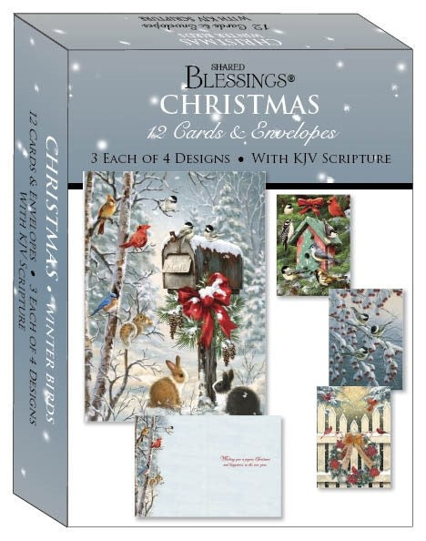 Card-Boxed-Shared Blessings-Christmas-Assorted/Winter Birds (Box Of 12)