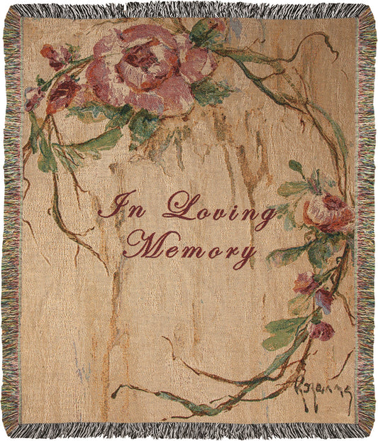 Throw-In Loving Memory Rose-Bereavement-Tapestry (50" x 60")
