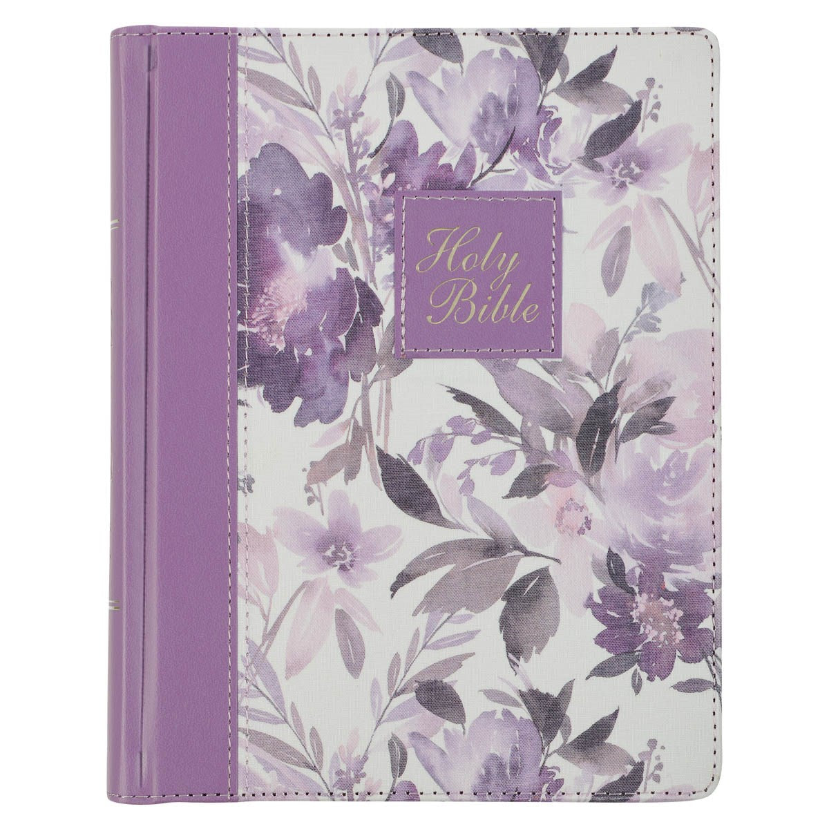 KJV Note-Taking Bible-Purple Floral Faux Leather Hardcover