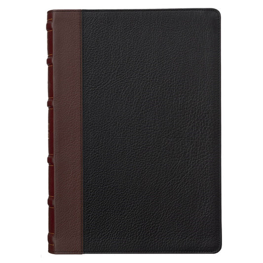 KJV Large Print Study Bible-Black/Burgundy Full Grain Leather Indexed