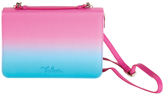 Bible Cover-Believe W/Detachable Shoulder Strap-Gradiant Color-XLG
