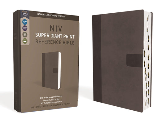 NIV Super Giant Print Reference Bible (Comfort Print)-Gray Leathersoft Indexed