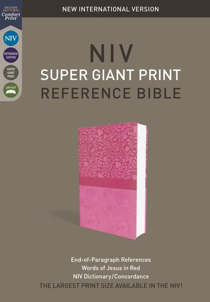 NIV Super Giant Print Reference Bible (Comfort Print)-Pink Leathersoft Indexed