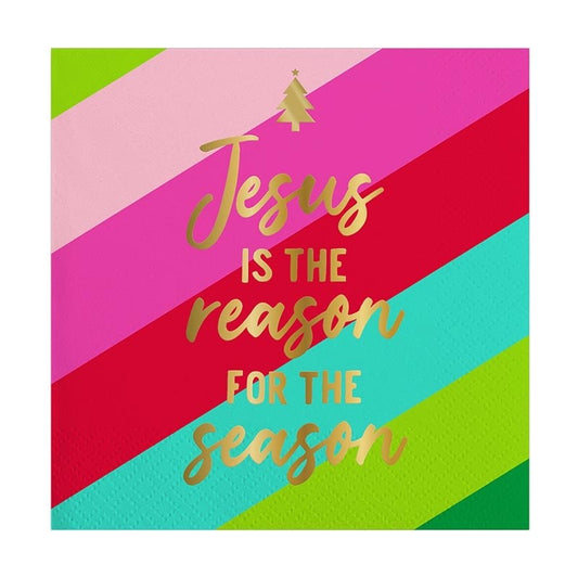 Napkins-Christmas/Jesus Is The Reason-Beverage Size (5" SQ) (Pack Of 20)