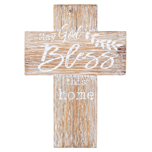 Wall Cross-Fir Wood-May God Bless THis Home (12"H)