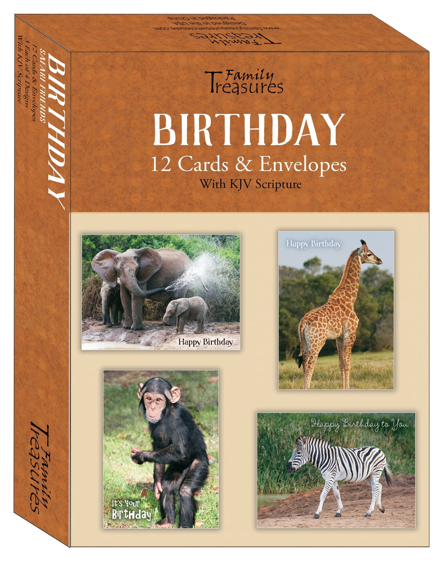 Boxed Card-Birthday-Safari Friends (Box Of 12)