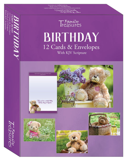 Card-Boxed-Birthday-Teddy Bears (Box Of 12)
