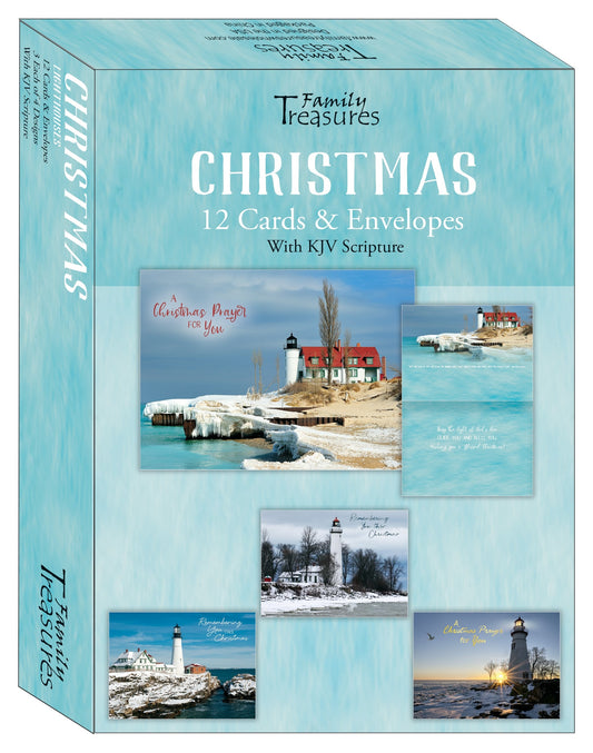 Card-Boxed-Christmas-Lighthouses (Box Of 12)