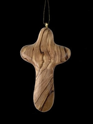 Ornament-Olive Wood-Thick Cut Cross (2.5")