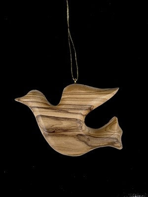 Ornament-Olive Wood-Thick Cut Dove (2.5")